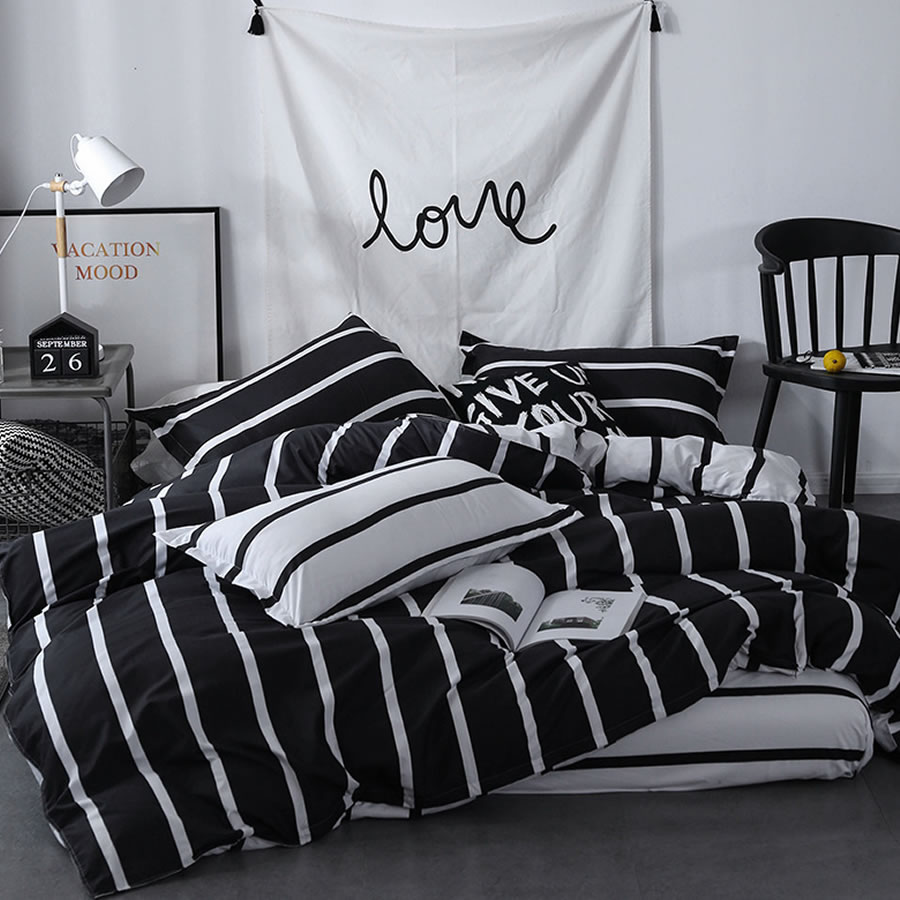 Black and White Bedding - Single 3 Piece Set